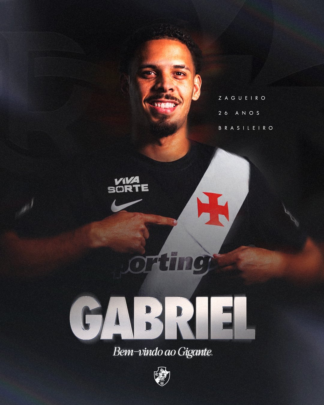 Vasco anuncia a contratação do zagueiro Gabriel Pereira.